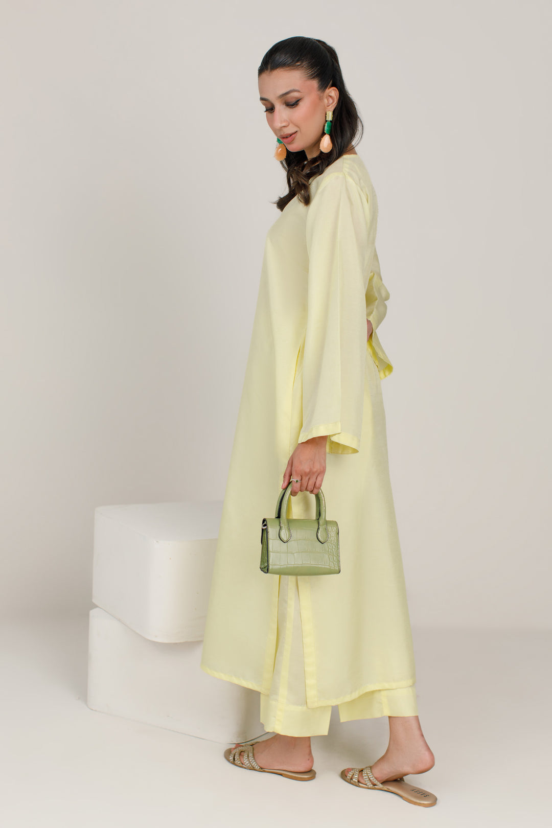 Butter Yellow Korean Silk 3-Piece Set