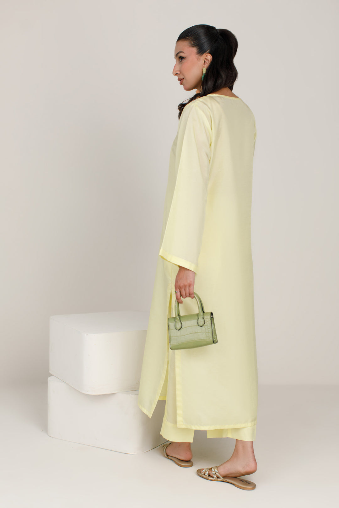 Butter Yellow Korean Silk 3-Piece Set