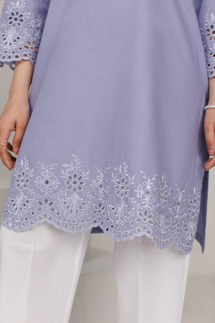 Lilac Schiffli Contrast 2-Piece set