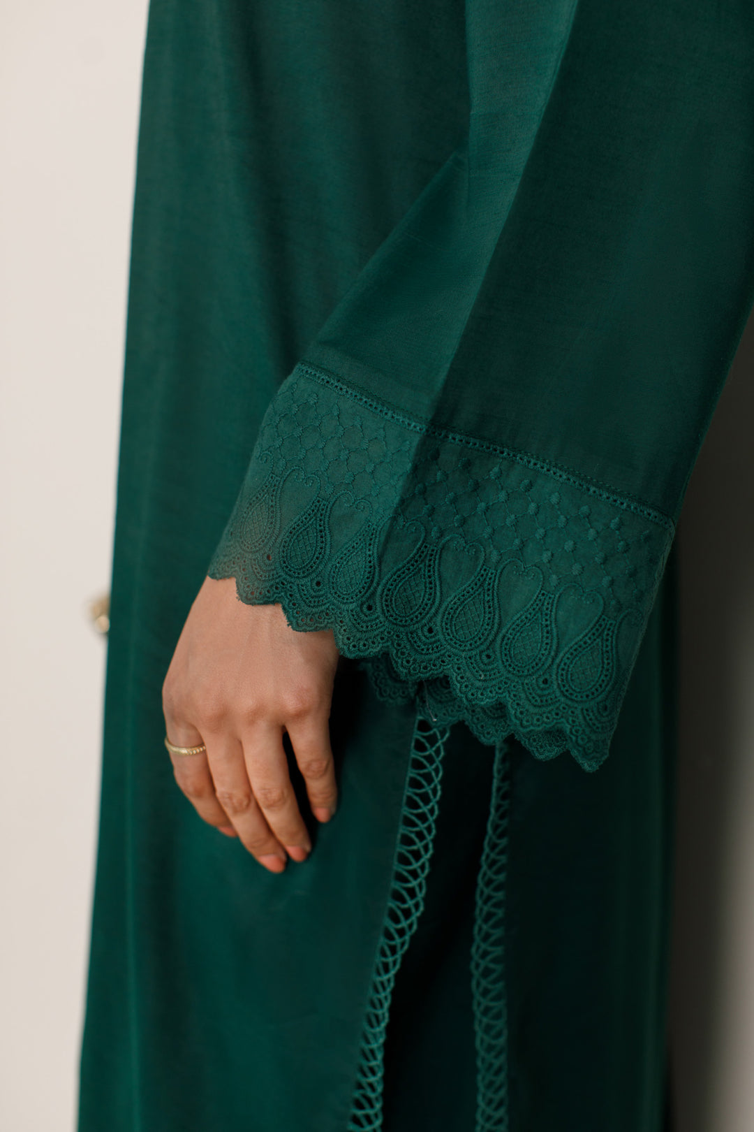 Bottle Green Dull Raw Silk 2 -Piece Set