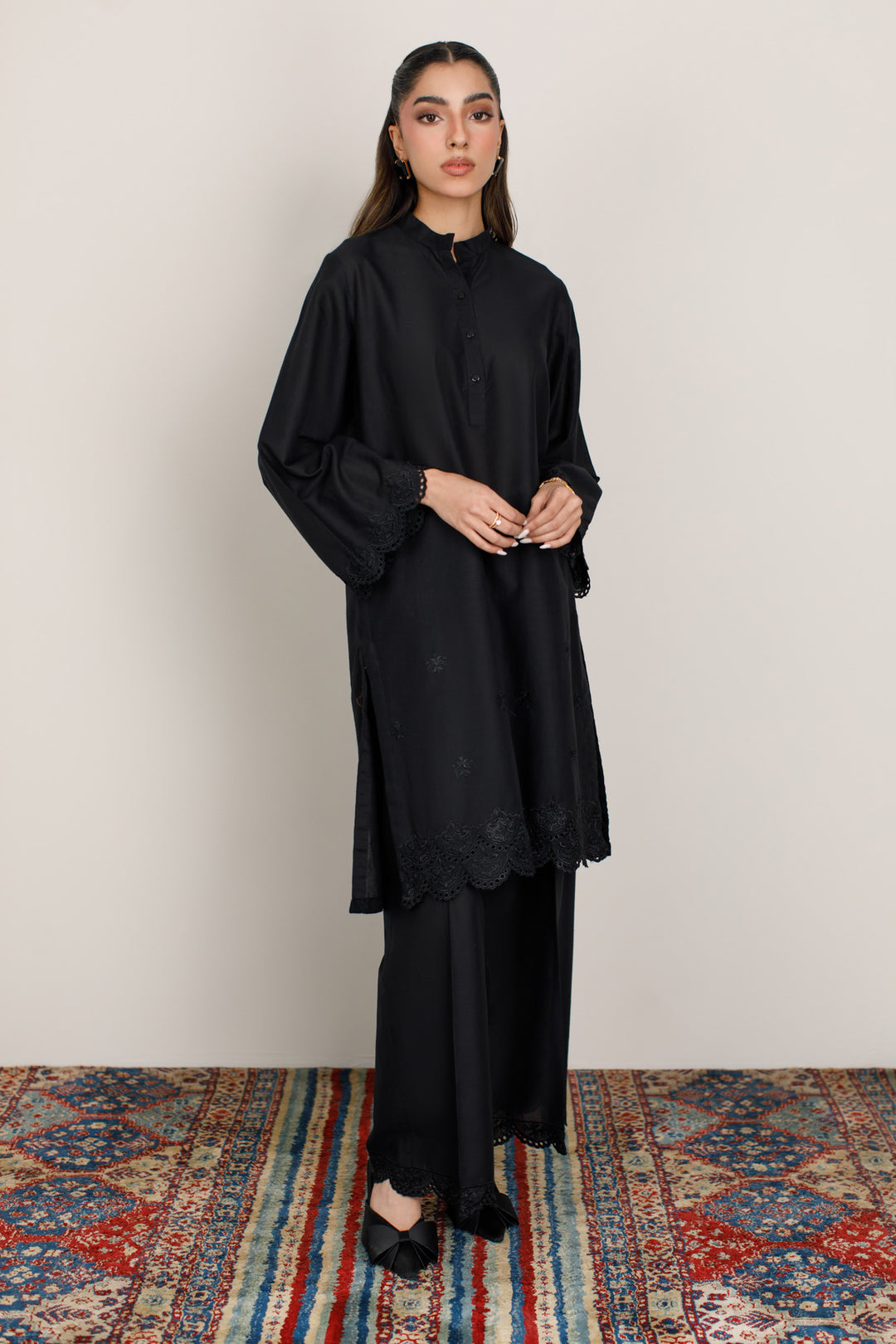 Midnight Black 2-Piece Schiffli Set