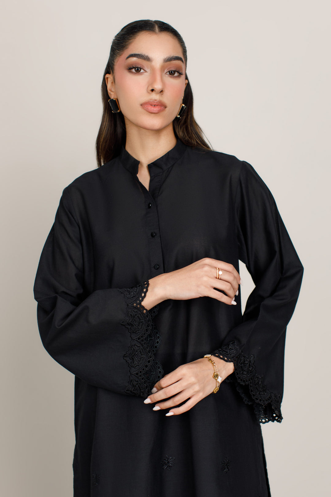 Midnight Black 2-Piece Schiffli Set