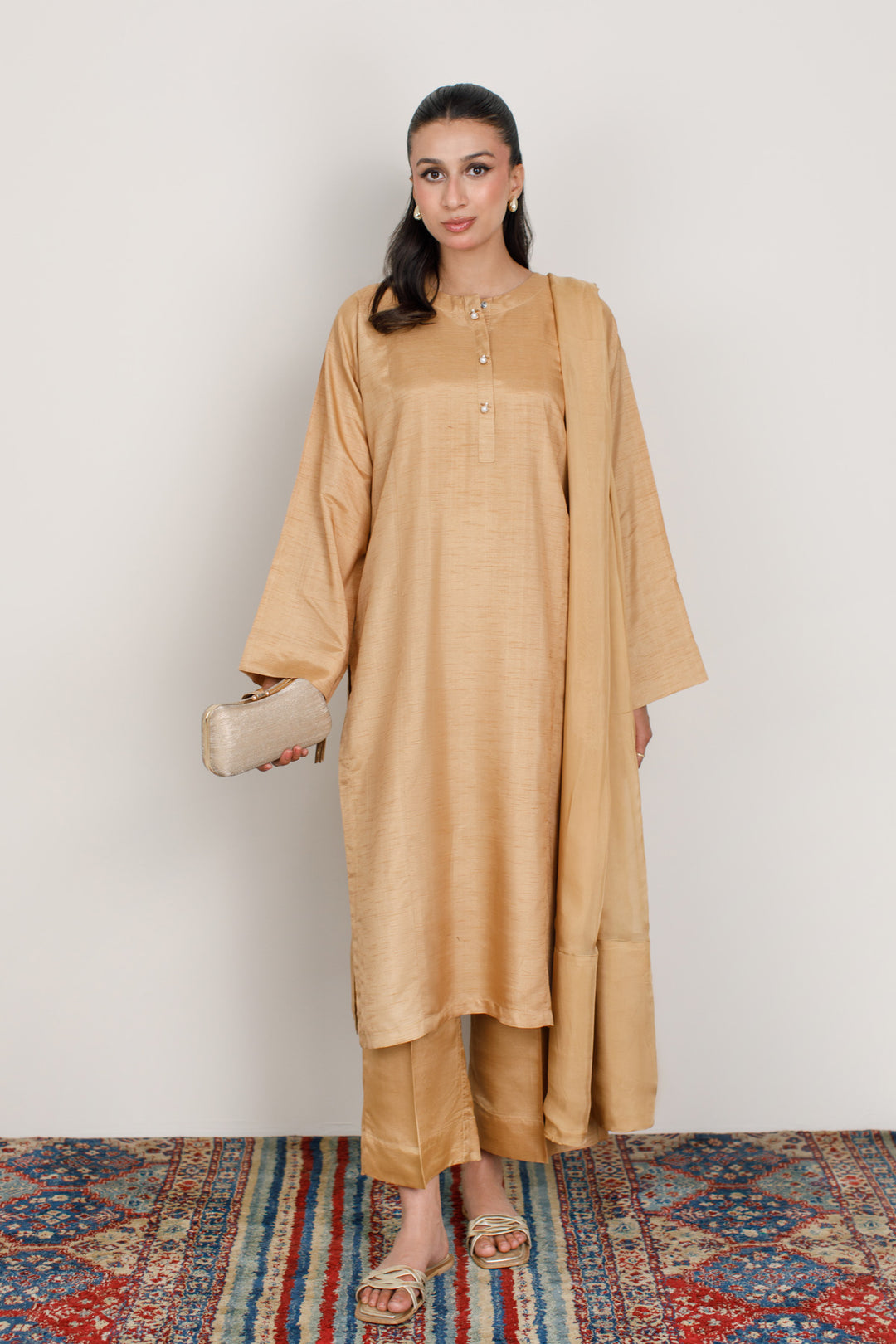 Champagne Korean Silk 3-Piece Set