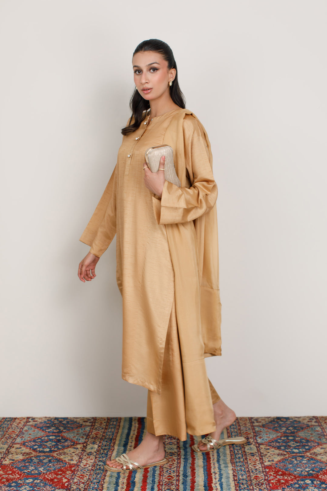 Champagne Korean Silk 3-Piece Set