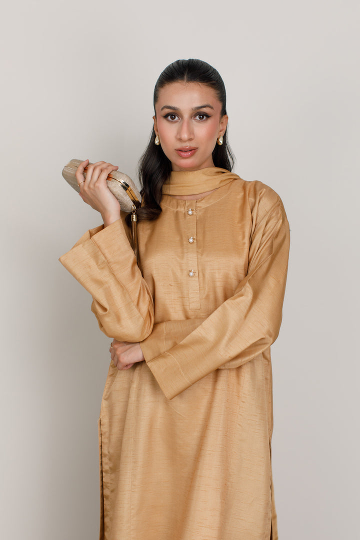 Champagne Korean Silk 3-Piece Set