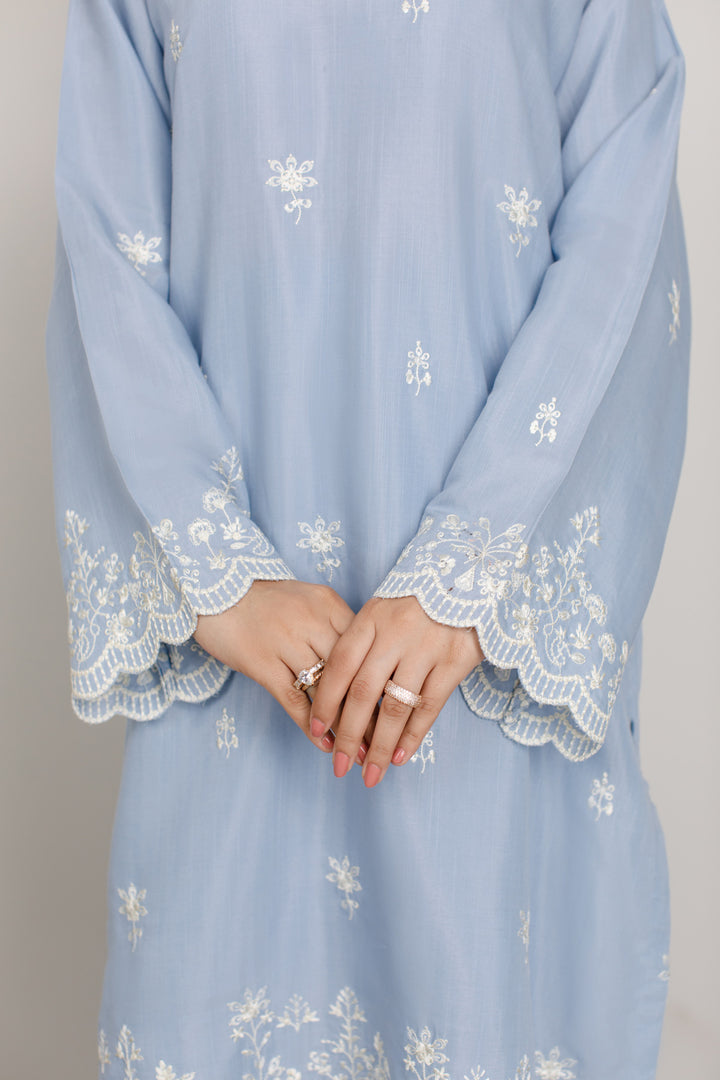 Powder Blue Embroidered 3-Piece Set