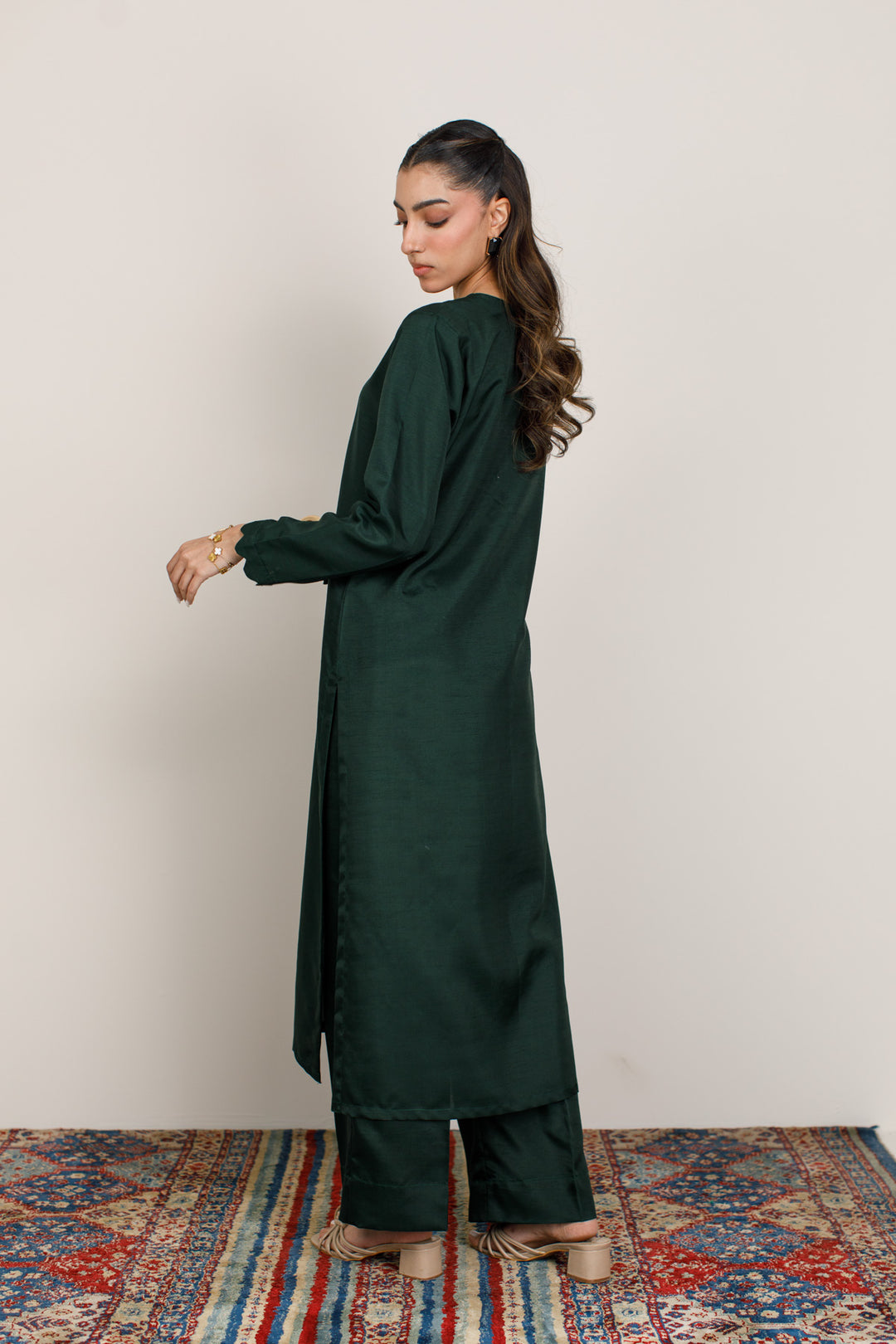 Forest Green Korean Silk 3-Piece Set