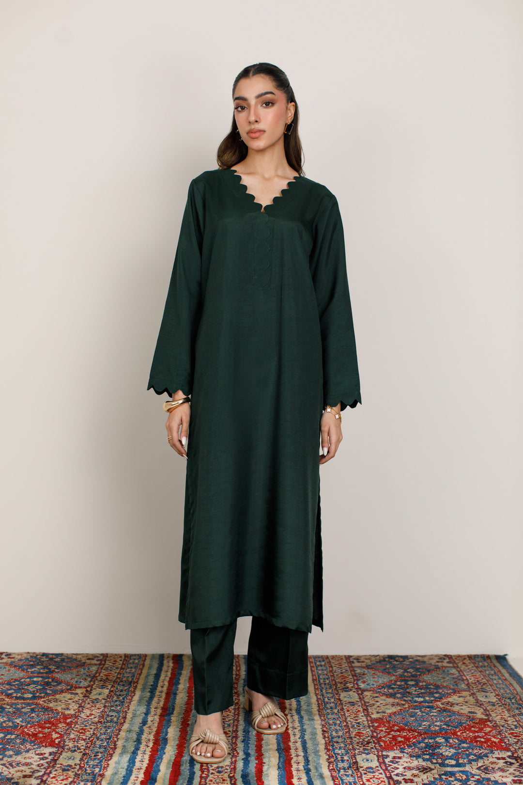 Forest Green Korean Silk 3-Piece Set