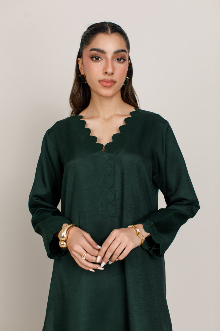 Forest Green Korean Silk 3-Piece Set