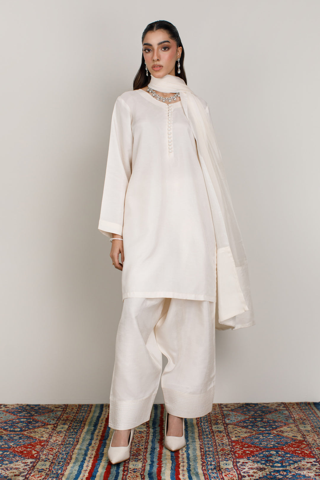 Ivory Korean Silk 3-Piece Set