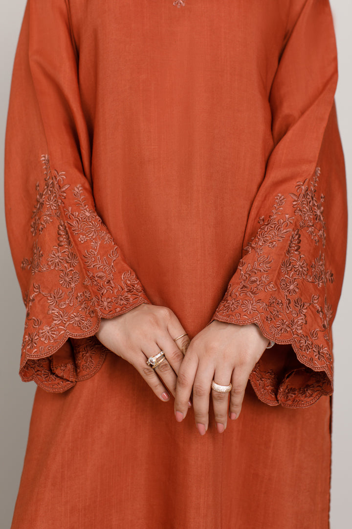 Burnt Orange Embroidered 3-Piece Set