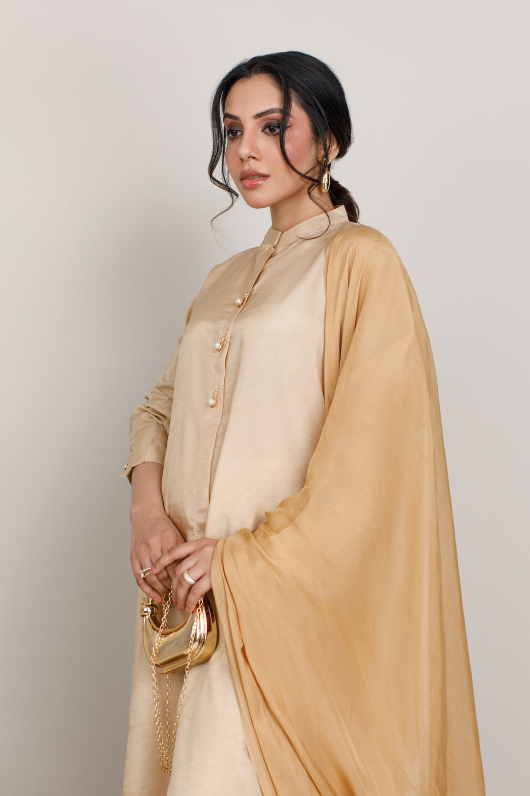 Soft Gold Korean Silk 3-Piece Set