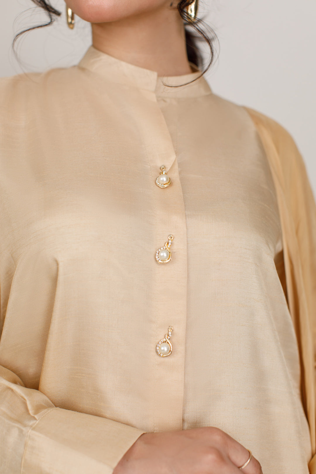 Soft Gold Korean Silk 3-Piece Set