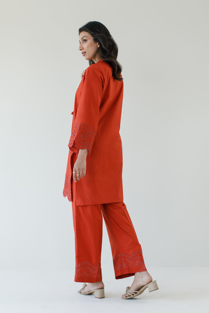 Rust Schiffli 2-Piece Set