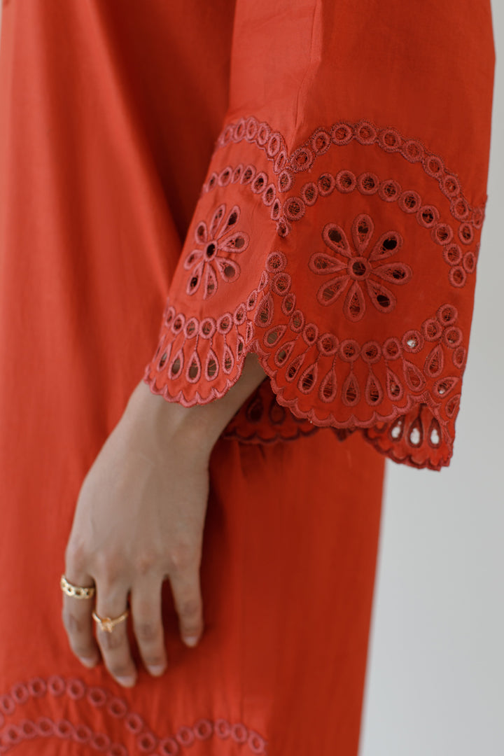 Rust Schiffli 2-Piece Set