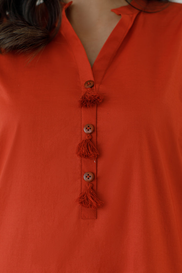 Rust Schiffli 2-Piece Set