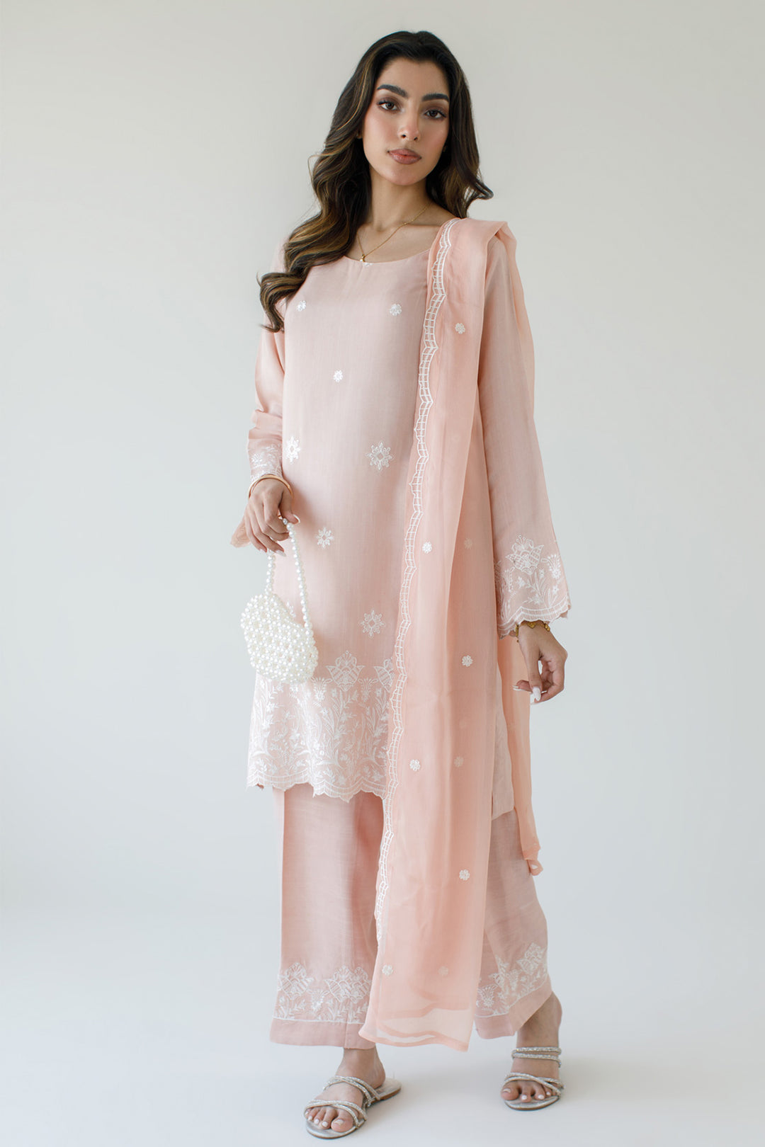 Peach Embroidered 3-Piece Set