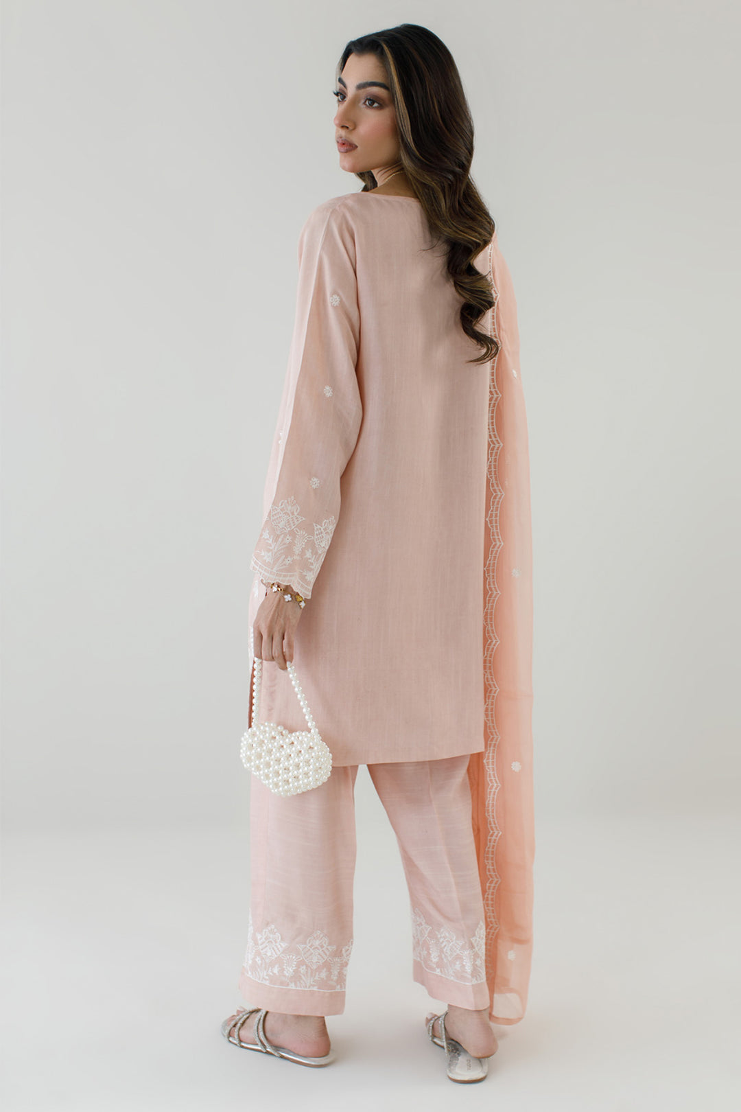 Peach Embroidered 3-Piece Set