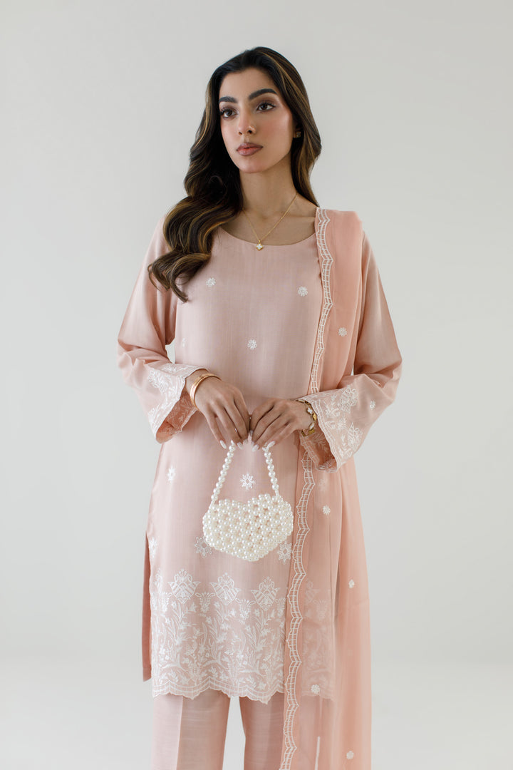 Peach Embroidered 3-Piece Set