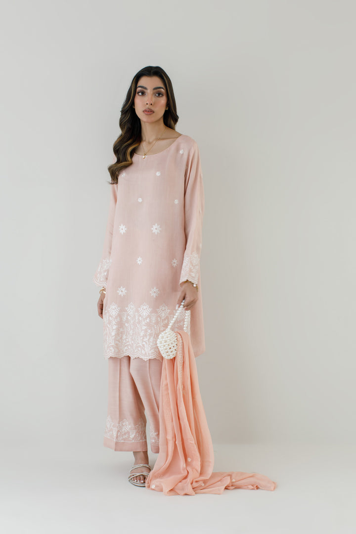 Peach Embroidered 3-Piece Set