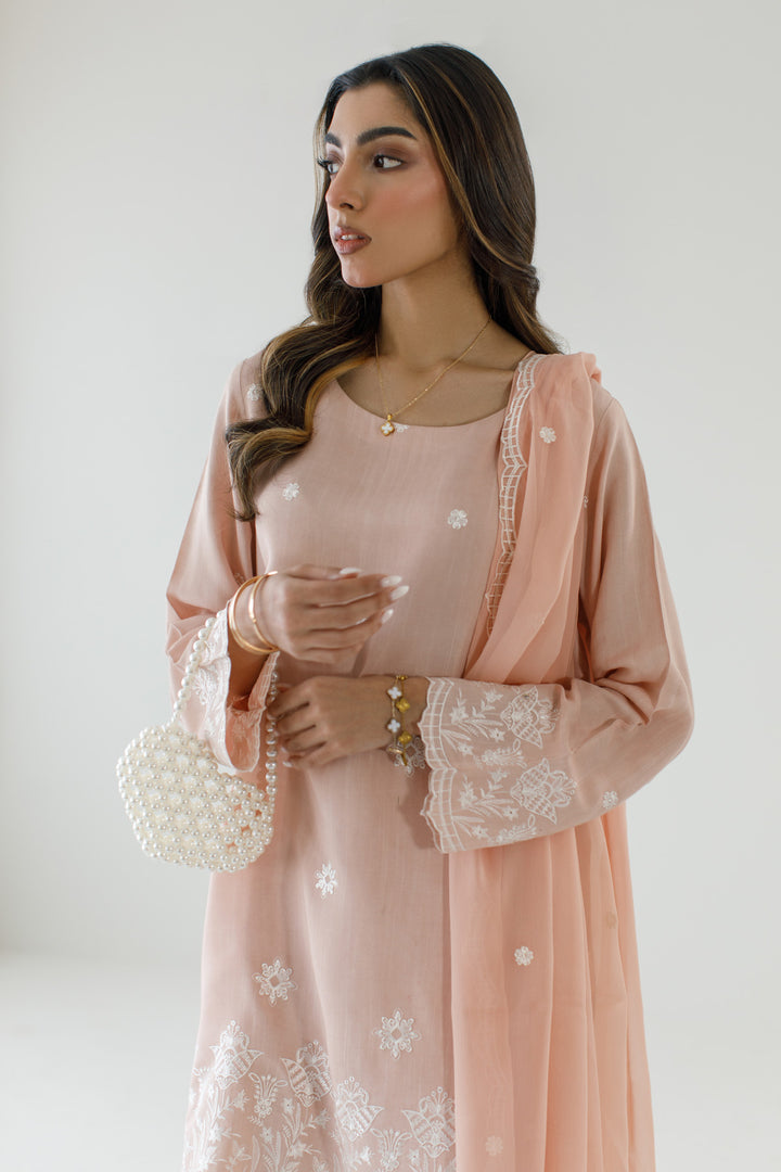Peach Embroidered 3-Piece Set