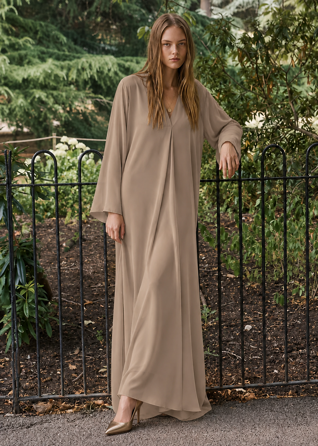 Mocha Georgette Maxi Dress