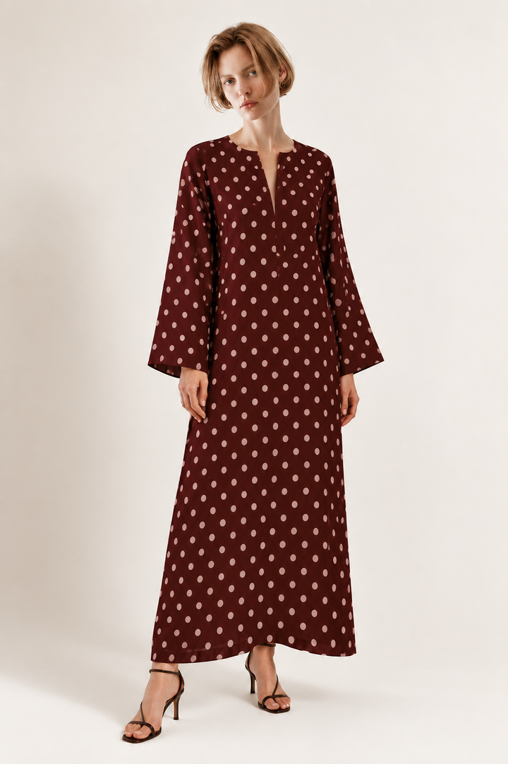 Maroon Polka Muse Maxi Dress