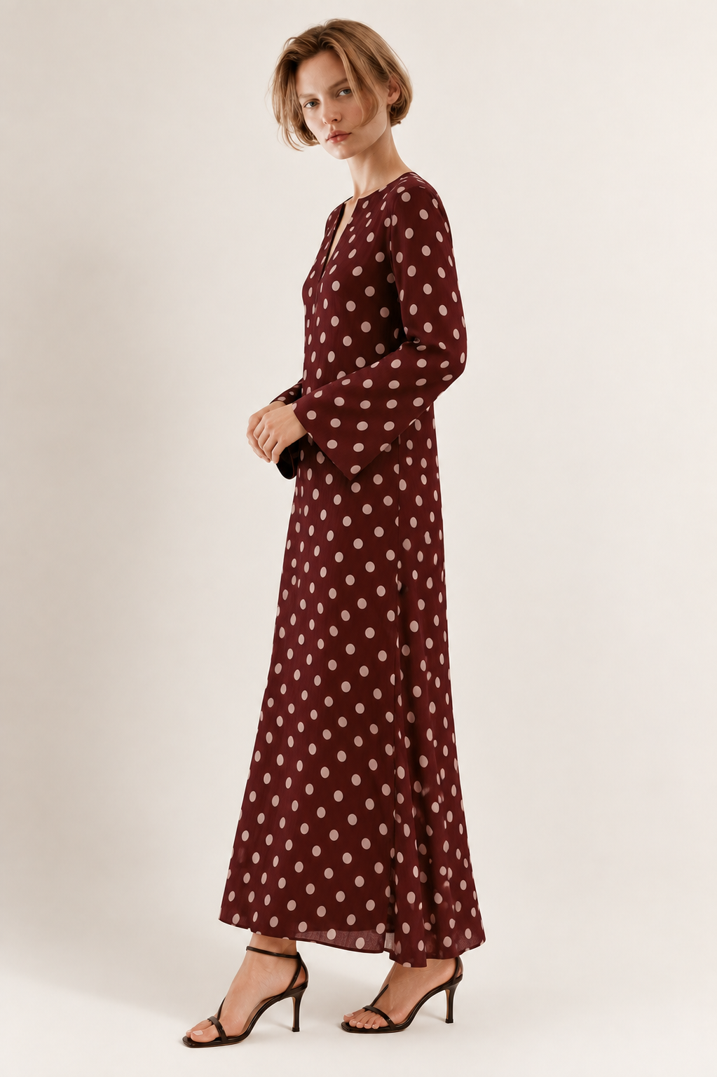 Maroon Polka Muse Maxi Dress