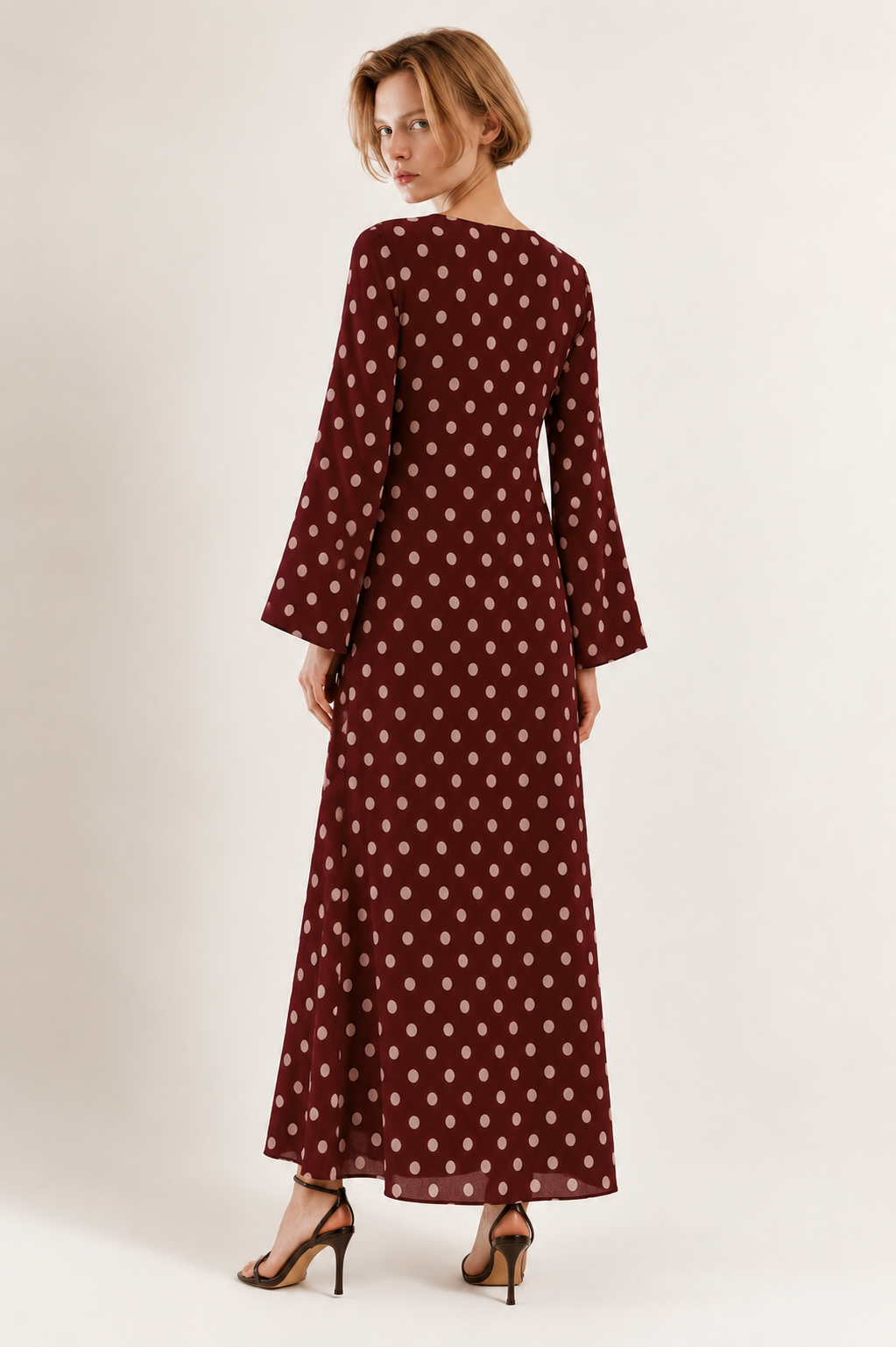 Maroon Polka Muse Maxi Dress