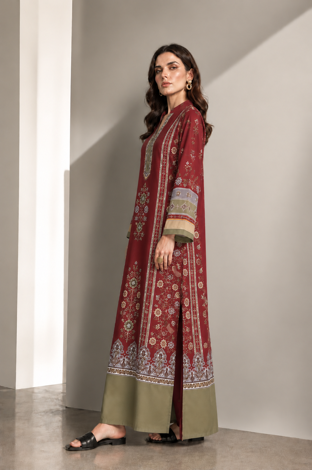 Maroon Heritage Kaftan