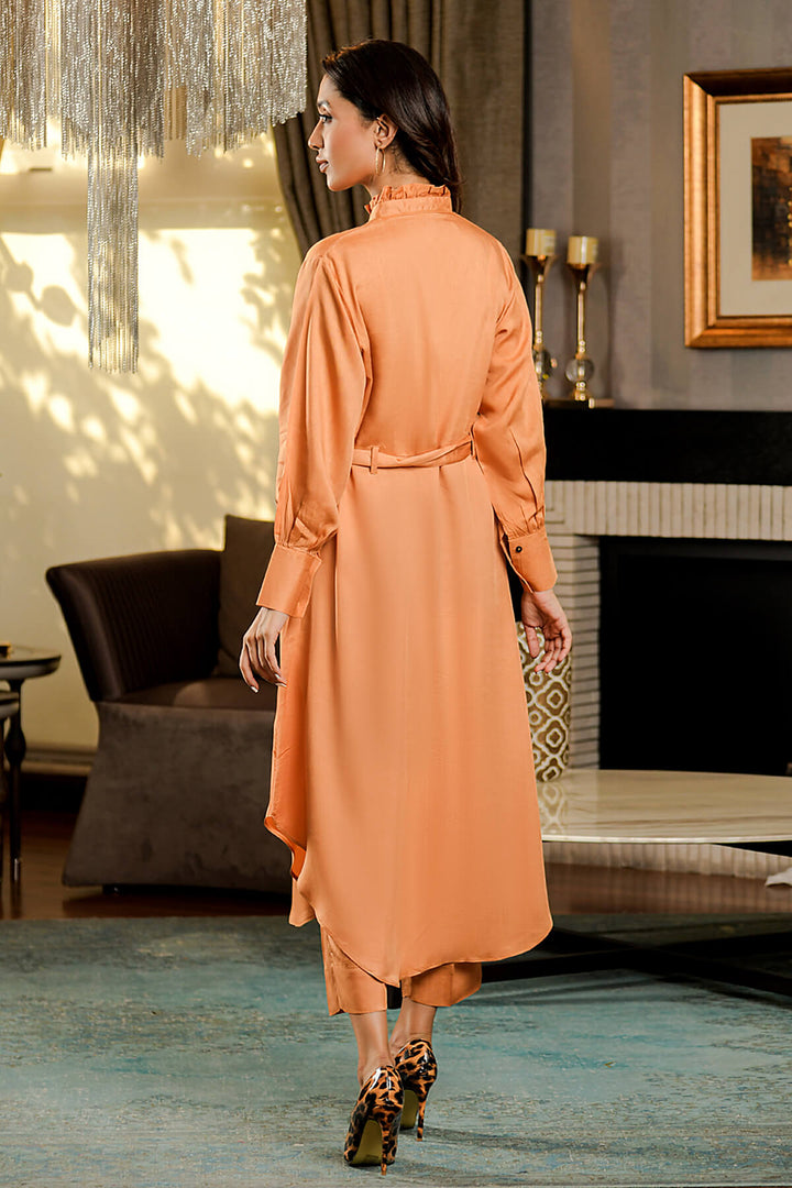Champagne Hem Belted Dress