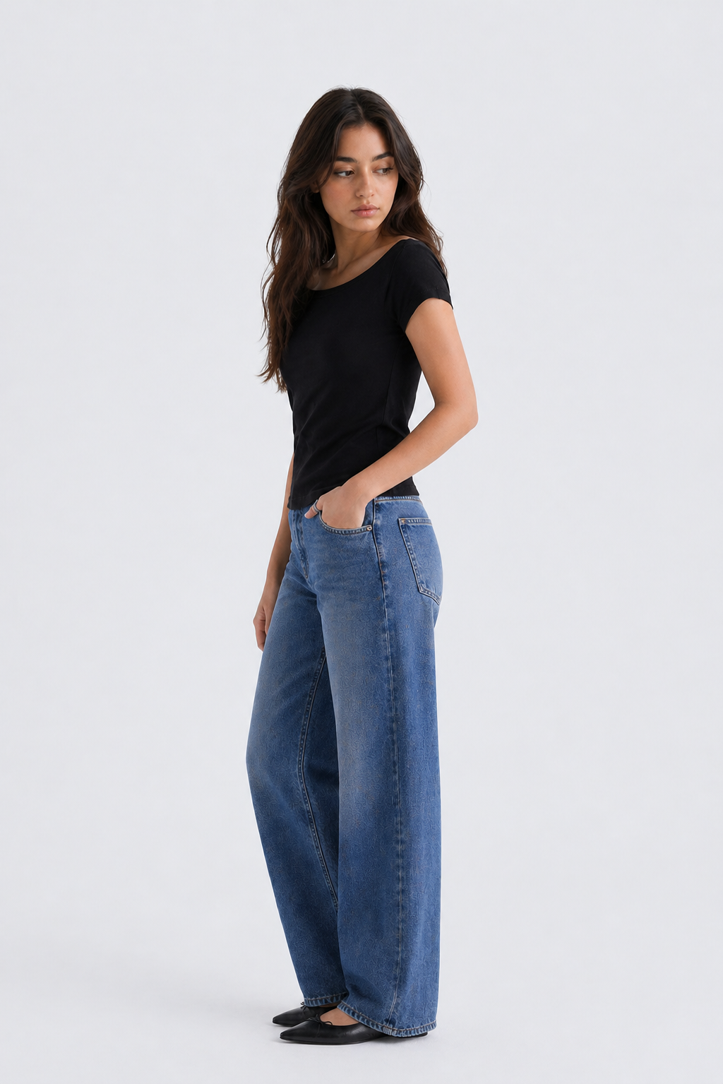 BOAT NECK COTTON T-SHIRT