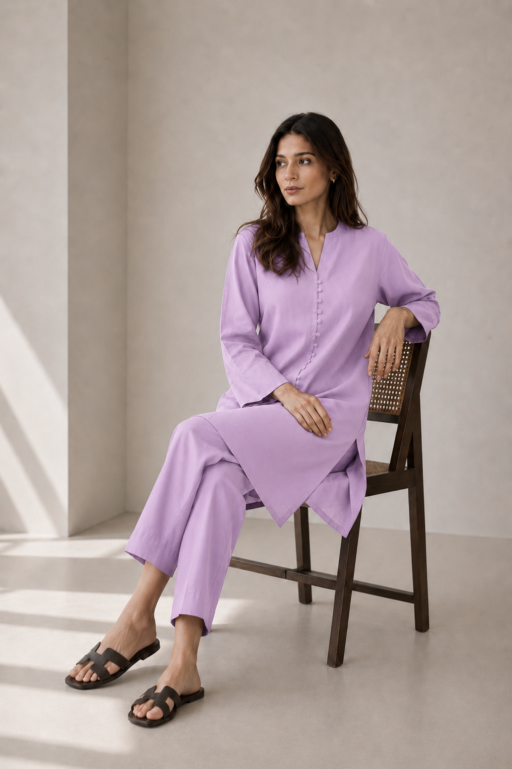 Solft Lilac Raw Silk Co-ord Set