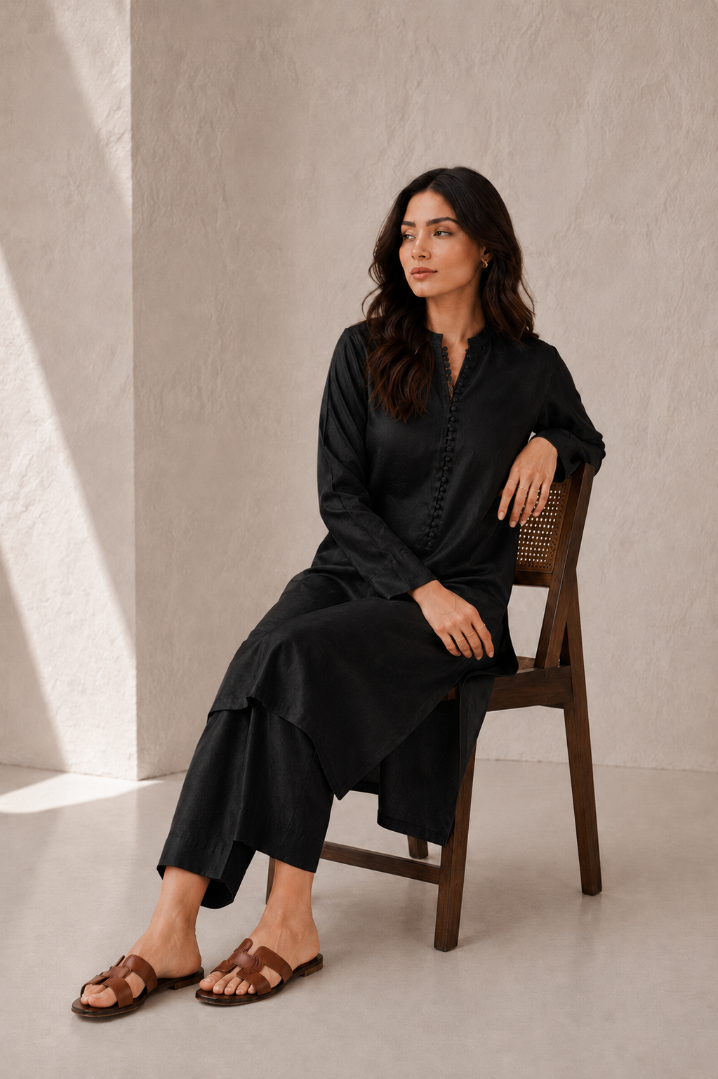 Black Raw Silk Co-ord Set