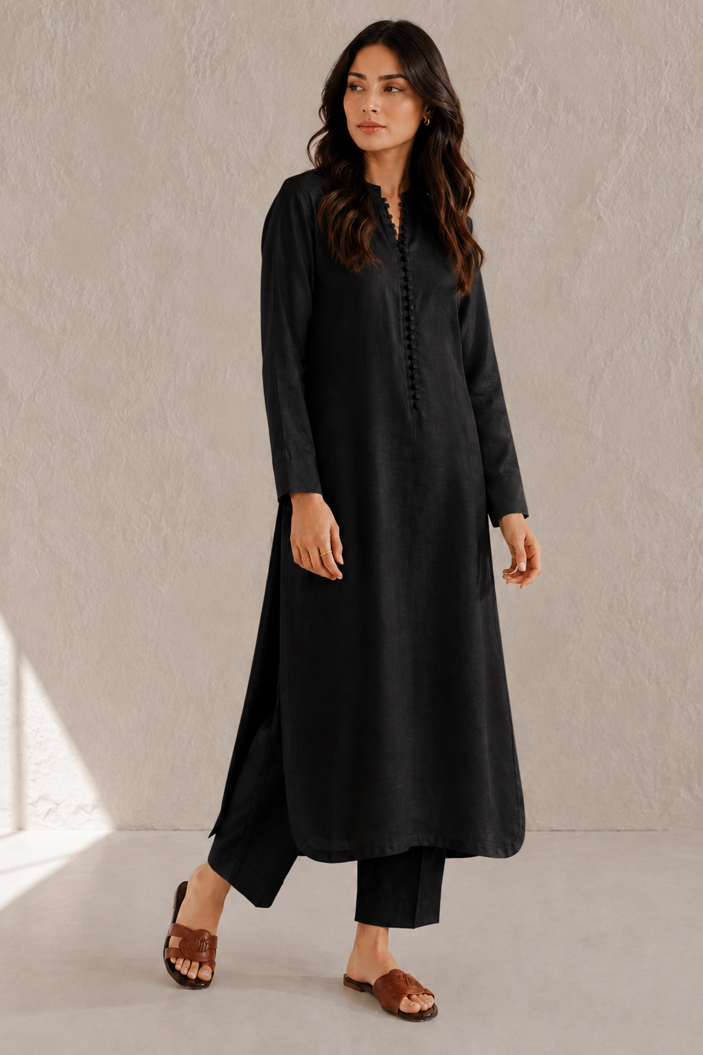 Black Raw Silk Co-ord Set