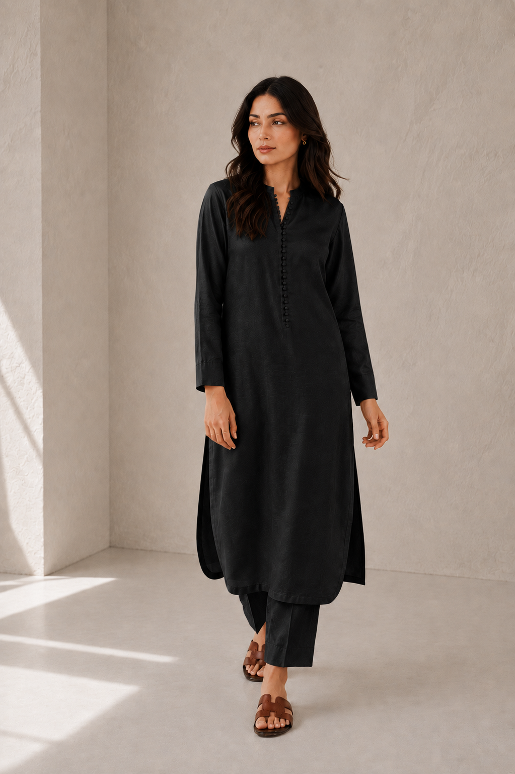 Black Raw Silk Co-ord Set