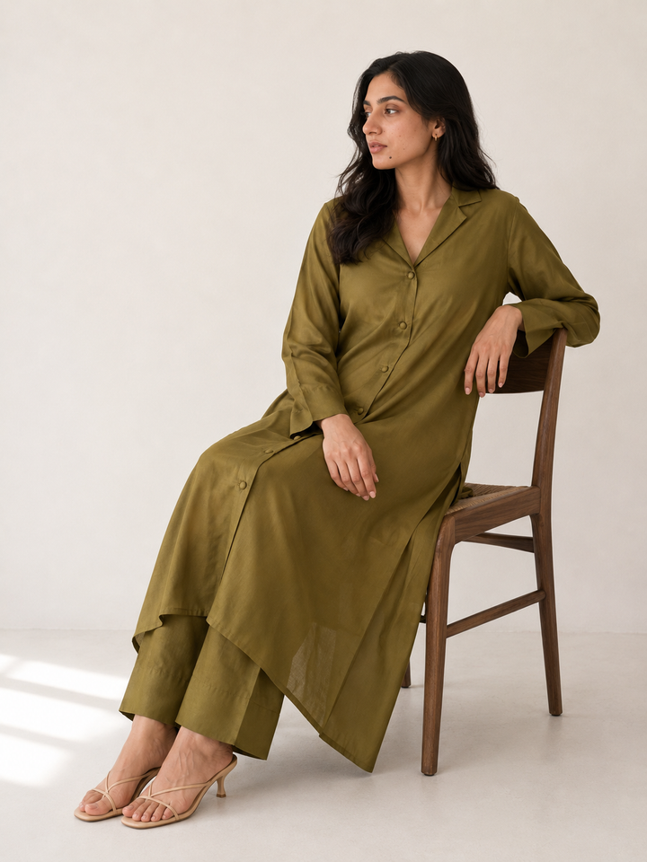 Basil Raw Silk 2 Piece Set