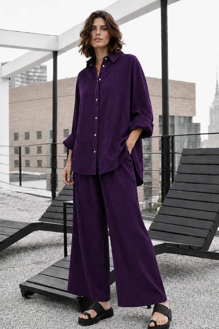 Purple Wrinkle Co Ord Set