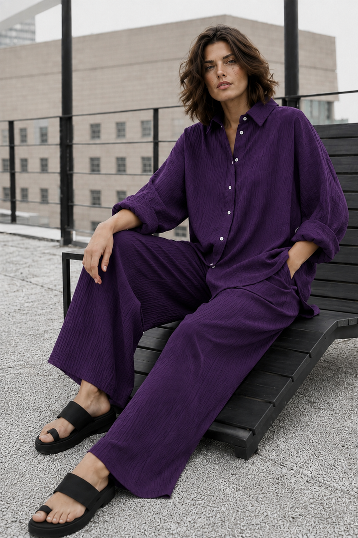 Purple Wrinkle Co Ord Set