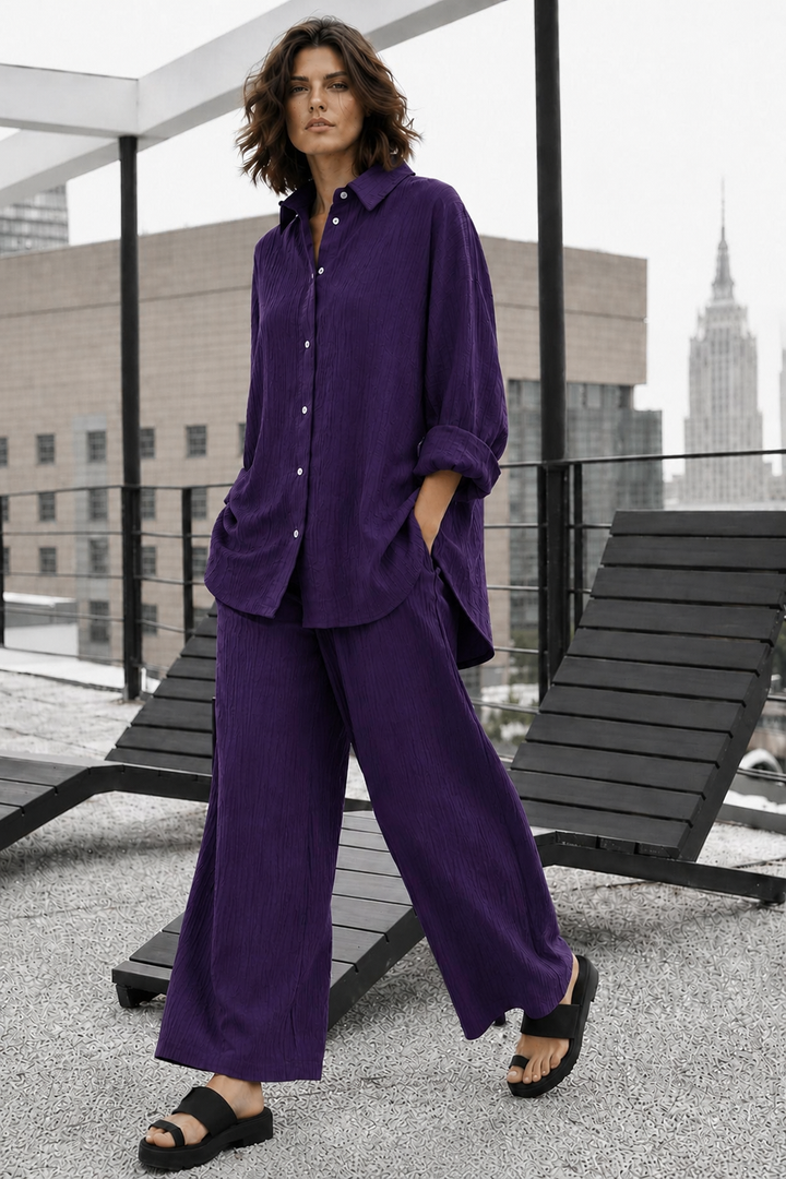 Purple Wrinkle Co Ord Set