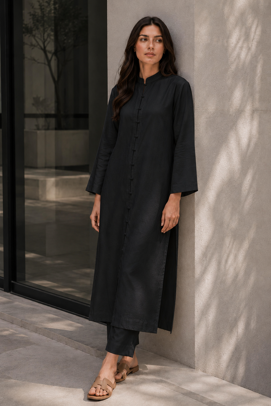 Black Raw Silk Dress