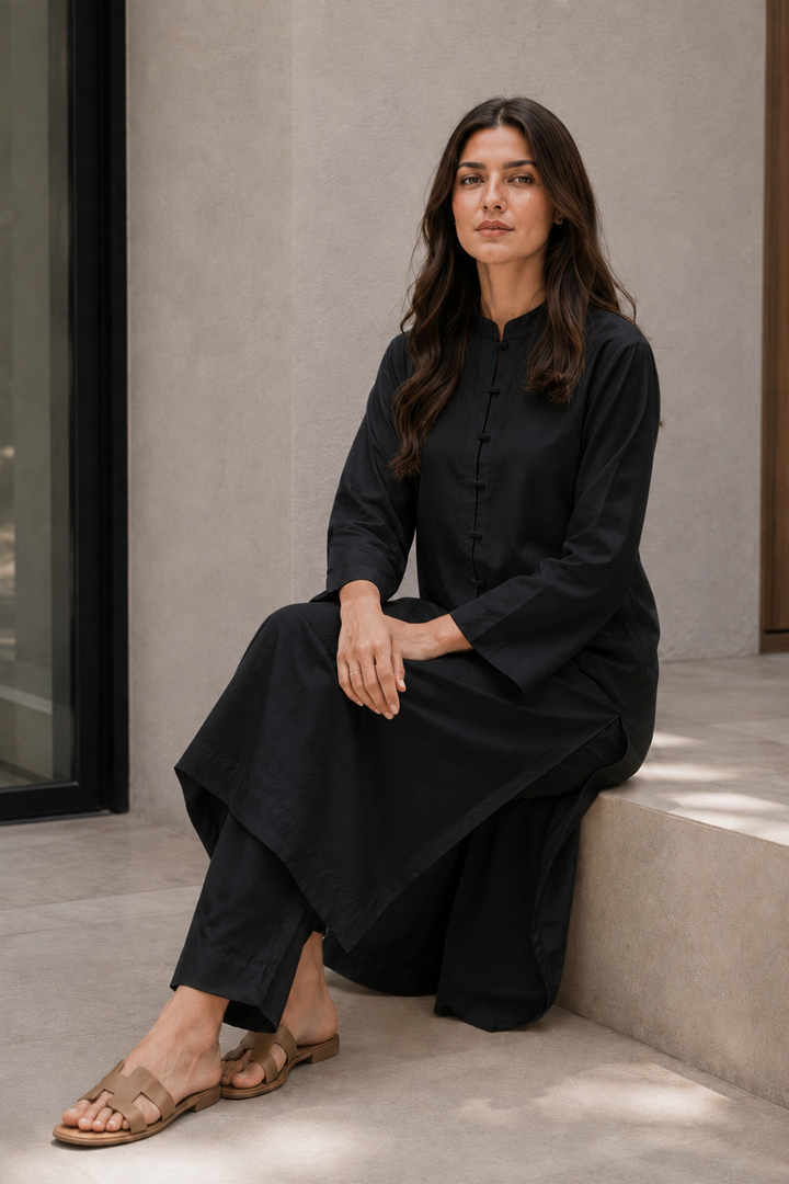 Black Raw Silk Dress