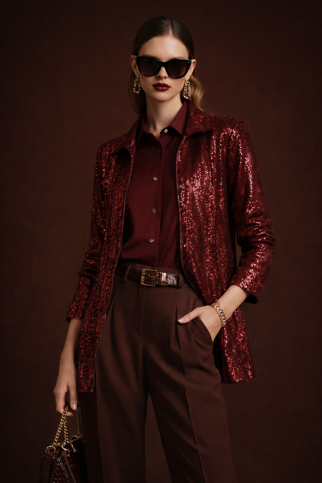 Maroon Sequin Jacket