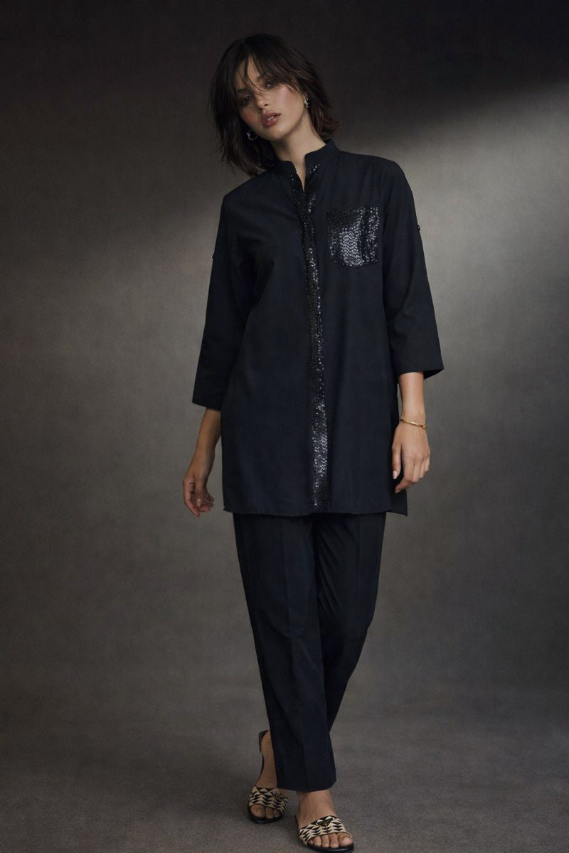 Black Sequin Detailed Co Ord Set