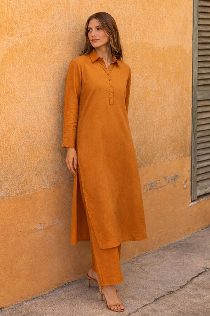 2 Piece Mustard Cambric Suit