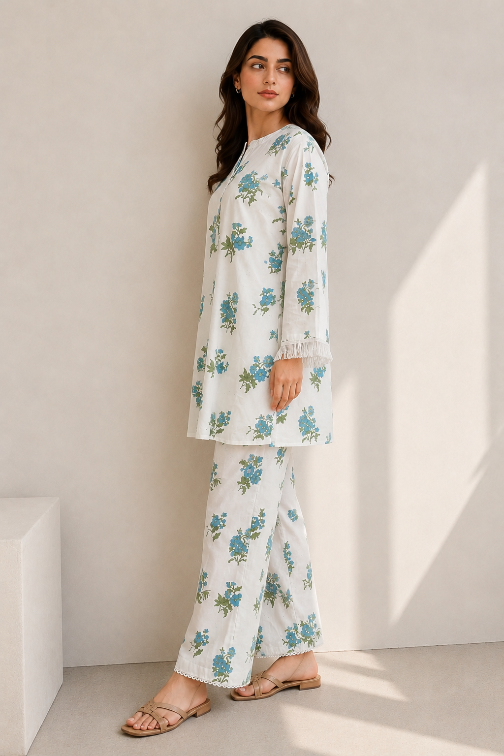 White Bloom Co ord Set