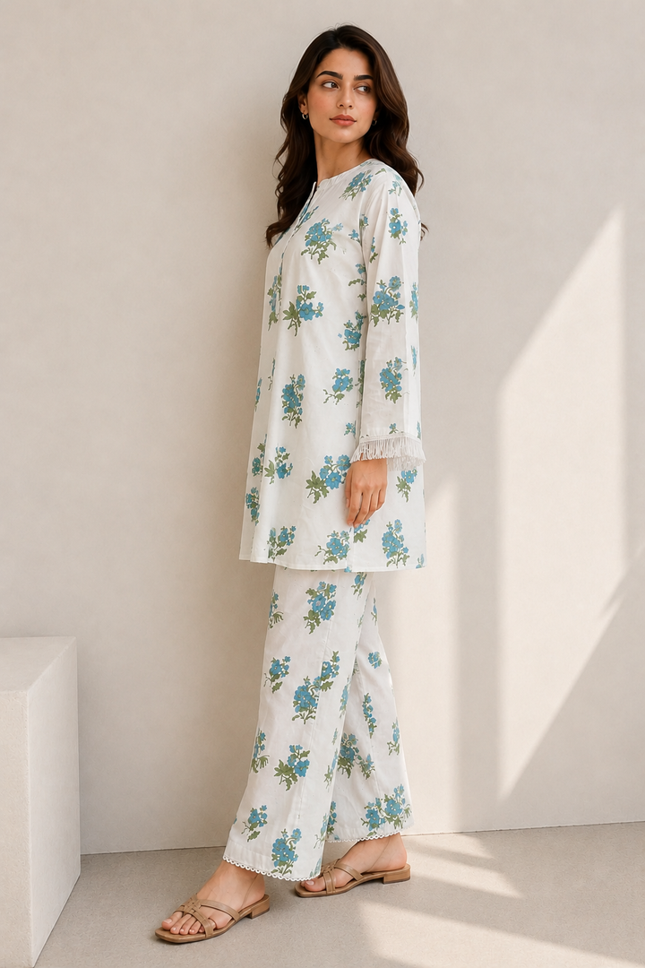 White Bloom Co ord Set