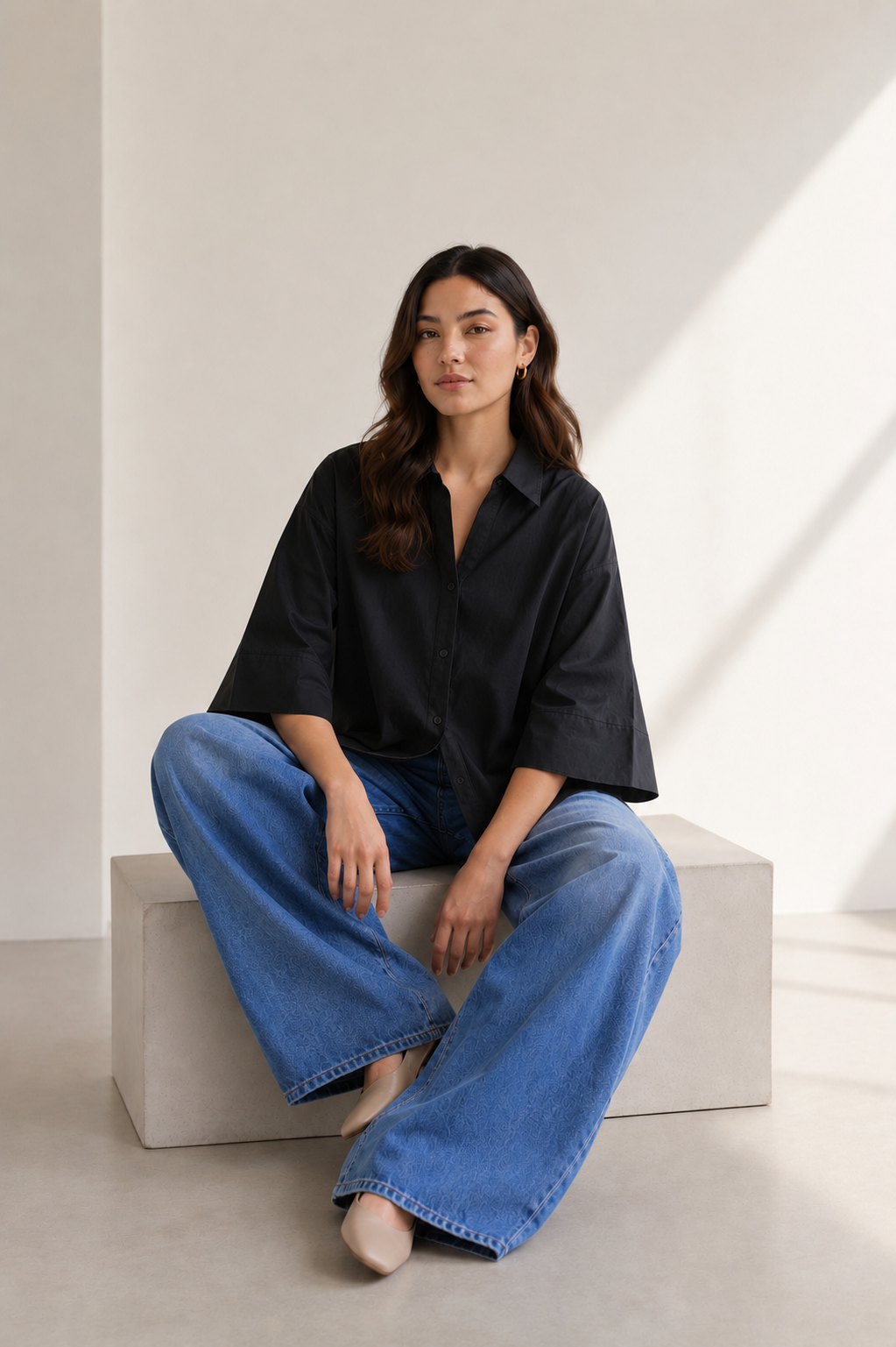 Black Oversized Box Fit Shirt