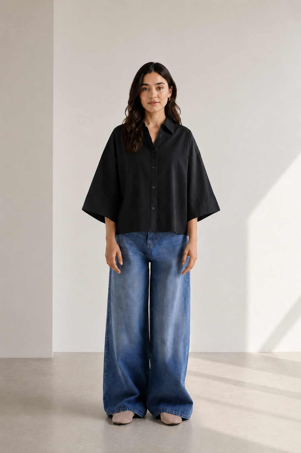 Black Oversized Box Fit Shirt