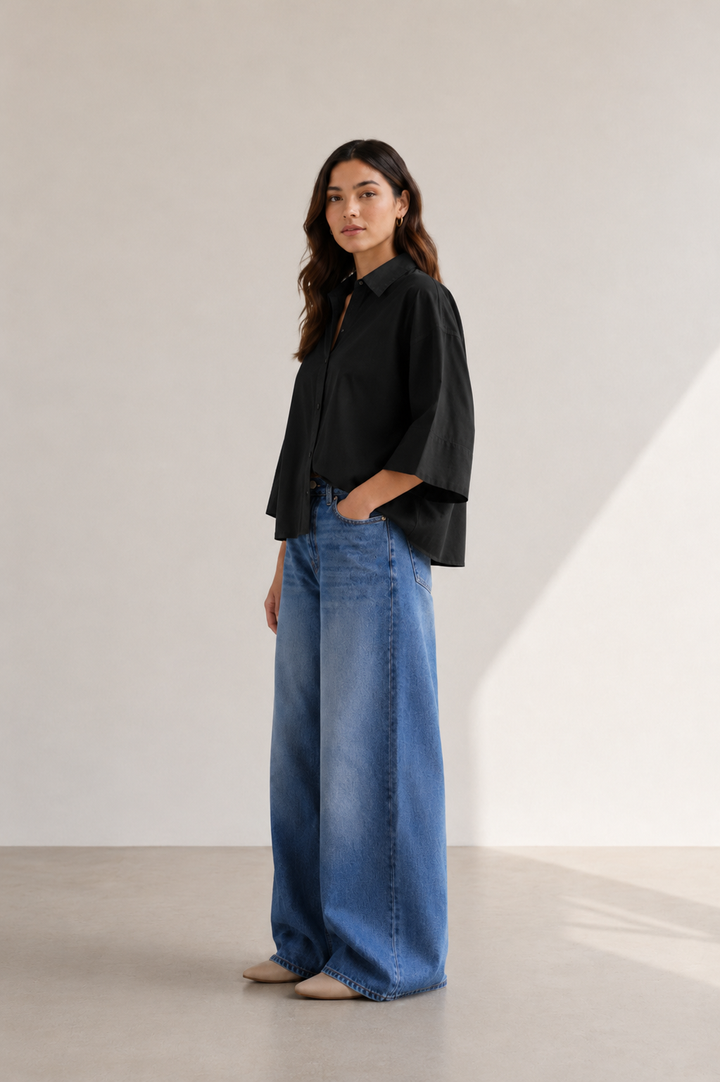 Black Oversized Box Fit Shirt